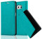 Cadorabo Hülle kompatibel mit Samsung Galaxy S6 aus Premium Kunst Leder Flip Klappbare Stoßfeste Magnetische [Standfunktion] [Kartenfächern] Cover Hülle für Galaxy S6 Tasche in Türkis