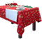 Homescapes Rote Weihnachtstischdecke 137x228 cm, Festliche Tischdecke rechteckig aus 100% Baumwolle, Tischtuch rot mit Schneeflocken