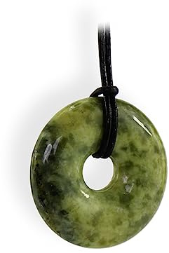Budawi® Serpentin Peru Donut Anhänger Kettenanhänger 25 mm mit Lederband