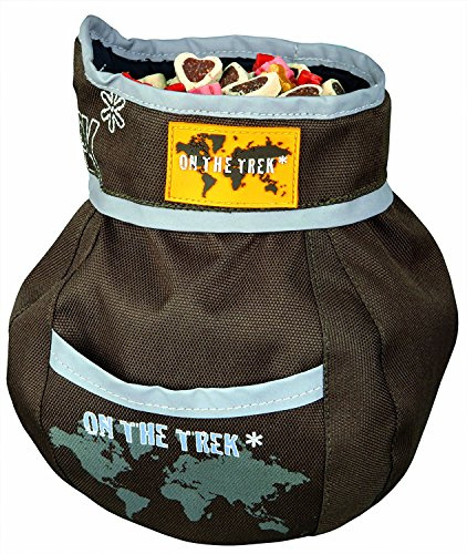TRIXIE Hunde-Snacktasche Leckerlibeutel – ø 11 x 14 cm für unterwegs | Futterbeutel zum Gassigehen – schneller Zugriff aufs Leckerli beim Training und auf dem Spaziergang, sicher verstaut