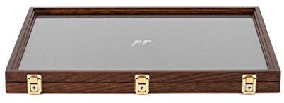 Two Timbers Extra Large Display Case with Walnut Finish Handmade Wood Box with Glass Top, Arrowheads, Knives, Rocks, Pins, Collectibles, Collections, Medals, Military Coins 4h, Memory Box Keepsakes