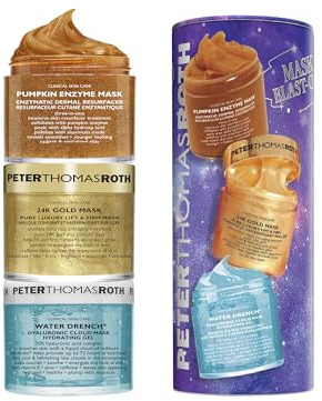 Peter Thomas Roth Mask Blast Off Set – Enzym-Maske, 24K Gold Maske und Hyaluron Gel Maske – Peeling, Aufhellung, Anti-Aging und Feuchtigkeit – 3-teiliges Set für alle Hauttypen