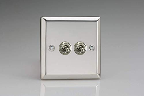 Varilight XCT2 Toggle Switches 2 Gang Mirror Chrome,91x91x36mm