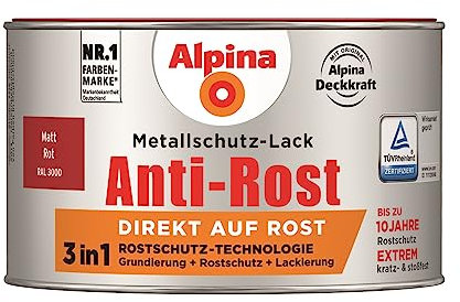 Alpina Metallschutzlack Anti-Rost Rot 300ml matt
