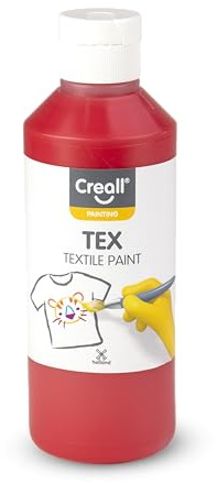 Creall Textil- & Stoffmalfarbe | Rot 250 ml | Waschmaschinenfest nach Fixierung | Für T-Shirts, Jeans, Schuhe, Stofftaschen, Möbel & Autoinnenraum/Dachhimmel