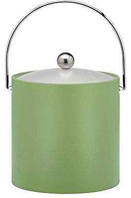Kraftware Bartenders Choice Fun Colors Collection Ice Bucket 3-Quart, Mist Green, Double Wall Construction, Keep Ice Perfectly Chilled, Hotel Ice Bucket, Guest Room Bar Area Ice Bucket, Bale Handle