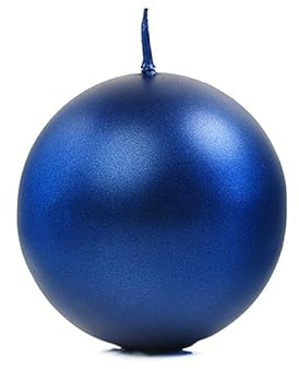 Candele 10 Rotonde sferiche Blu Metallico 6 cm Natale Rotonda SF