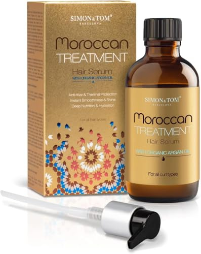 Simon&Tom Moroccan Organic Argan Hair Treatment, Kaltgepresstes Bio Arganöl Kapillar Serum, Haaröl für lockiges & glattes Haar, Anti-Frizz, Hitzeschutz, Vegan, 100ml