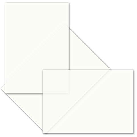100x ungefalztes einfaches Einlege-Papier für B6 Karten - transparent-weiß - 118 x 178 mm - hochwertiges durchsichtiges Papier ohne Falz - von GUSTAV NEUSER