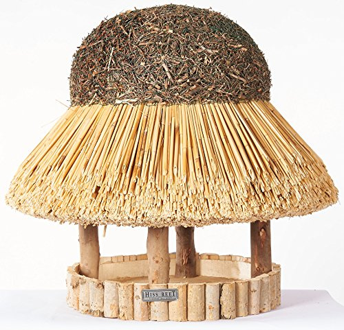 Hiss Reet Vogelhaus mit Reetdach | Vogelfutterhaus Sylt | Größe L | Holz Futterhaus für Vögel aus 100% Handarbeit I Ideal für Balkon, Garten & Terrasse I Witterungsbeständig