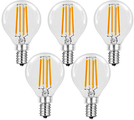 Trango 5er Pack E14004-5 LED Filament Globe Birne 3-Stufen dimmbar - 4 Watt - 400 Lumen 2700K Warmweiß - Ersatz für 40W Glühbirne - Kugel LED Lampe Leuchtmittel mit E14 Fassung Abstrahlwinkel 360°