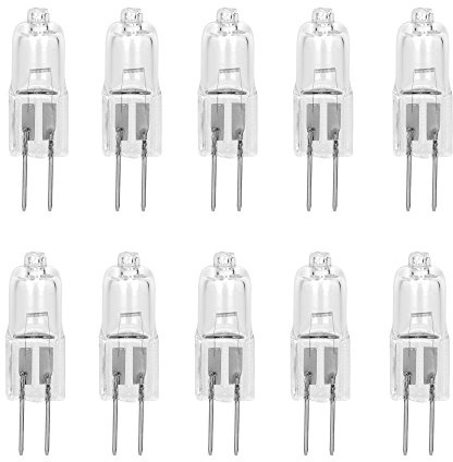 10 Pack DIAMOND CLEAR LENSE 35 Watt AC DC 12 Volt Light Bulb Replacement T3 JC G4 2 Pin Base Halogen Landscape Path Boat Lamp 12V 35W Bi-Pin 2700k Clear Warm White Glass Capsule Low Voltage Lighting