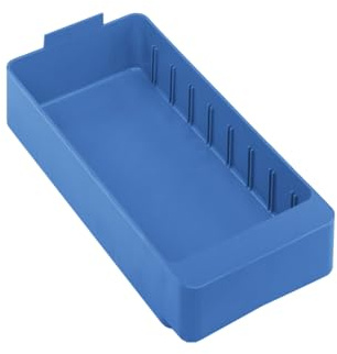 Quantum QED401BLCS Super Tuff Euro Drawer | Customizable Stacking Bin Organizer for Warehouse Manufacturing | (8) Divider Slots | 11-5/8W x 5-9/16D x 2-1/8H, Blue, Polysteryne (Set of 24)