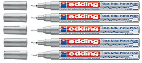 edding Glanzlack-Marker creative 780, 0,8 mm, silber fünfer Sparpackung, silber
