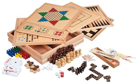 Philos 3101 - Holz-Spielesammlung, Premium Edition, mit 100 Spielmöglichkeiten