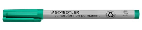STAEDTLER Lumograph Non-Permanent Wet Erase Marker Pen, Fine Tip, Low Odor Colored Markers, Green, 311-5