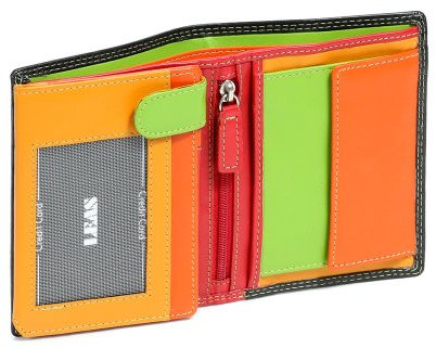 LEAS Damen und Herren Klassische mehrfarbige Kombibörse RFID- Schutz im Hochformat Echt-Leder, bunt Multicolore-Serie