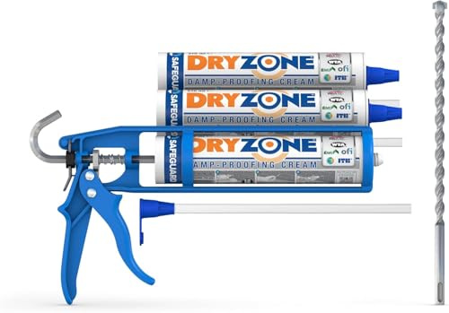 Dryzone Kit Traitement Remontées Capillaires 3 x 310ml – Injection Murale Anti-Humidité – Barrière d’Étanchéité – Jusqu’à 20 Ans de Protection
