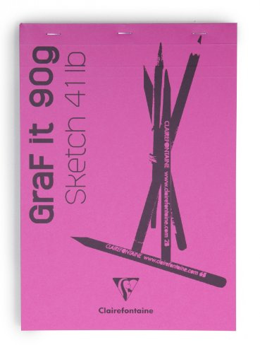 Clairefontaine 96680C Bloc Agrafé GraF'it - 80 Feuilles Papier Dessin Croquis Uni - Feuilles Détachables - A4 21x29,7 cm 90g - Couverture Rose