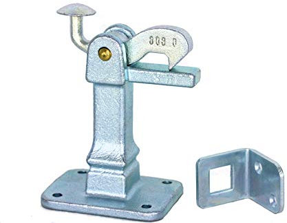 UHRIG Torfeststeller feuerverzinkt, Torhaken, Türstopper, Türfeststeller, Anschlag für Gartentür, Tor usw. (Feststeller mit Bodenplatte)