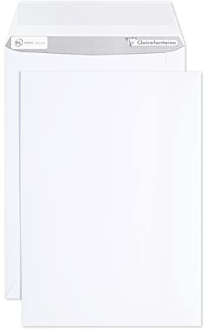 Clairefontaine 8044C - Scatola da 250 Buste Bianche B5-176x250mm - Autoadesive - 90g/m²