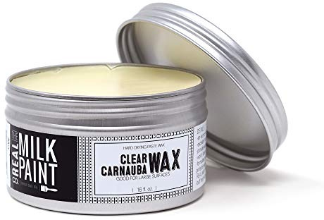 Real Milk Paint, Carnauba Wax Paste, Wood Wax for Wood Finishing, Use over Milk Paint, Wood Furniture, Kitchen Cabinets, and Tabletops, Clear, 16 oz.