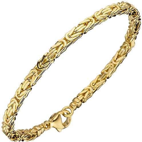 Jobo Herren Damen Königs-Armband aus 14 Karat 585 Gold massiv 3,2 mm 19 cm