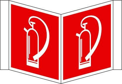 Feuerlöscher Schild Winkelschild (Nase) 20x20 cm Kunststoff nachleuchtend