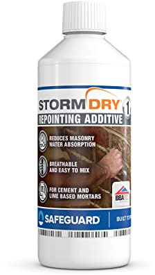 Stormdry Repointing Additive No.1 – Breathable Waterproof Mortar Additive for Brick & Stone Repointing, Reduces Rain Penetration, for Cement & Lime Mortars, 500ml