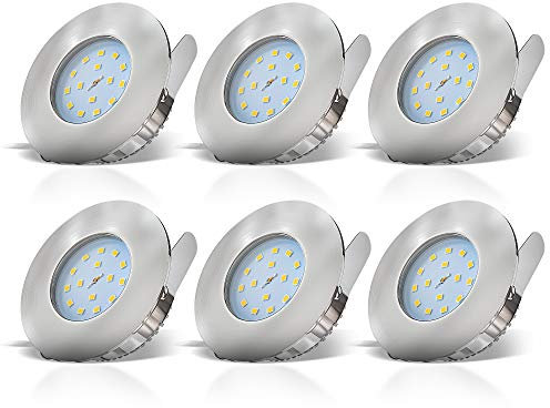 B.K.Licht I Faretto LED da incasso per bagno I 30 mm ultra piatto I Incl. Modulo LED 6x 5 W I IP44 I 6x400 lm I colore luce bianco caldo I faretto bagno soffitto