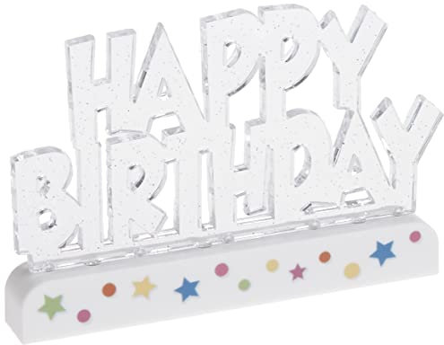 Unique Party Supplies 37043 Blinkende Geburtstagskuchen dekoration - Happy Birthday - Farbwechsel, 4.5w x 3.5h