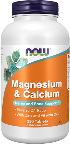 NOW Foods Supplements, Magnesium & Calcium, With Zinc and Vitamin D-3, Nerve and Bone Support*, 250 Tablets