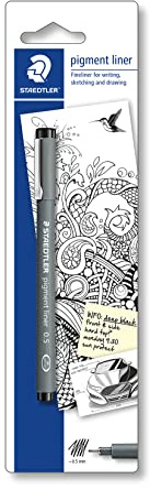 STAEDTLER 30805-9BKD Pigment Liner Fineliner Pen for Writing & Technical Drawing - Black, 0.5mm (Blistercard of 1)