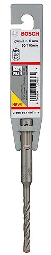Bosch 2608831007 SDS Plus-3 Hammer Drill Bit, 0 V, Grey, 6 x 50 x 110 mm