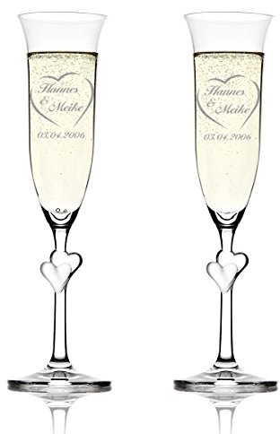 polar-effekt 2er Set Sektgläser mit Gravur als Geschenk zur Hochzeit - Glas für Champagner 175 ml - Sektkelche Geschenkidee zum Hochzeitstag