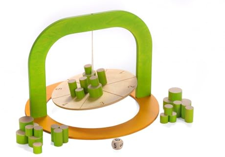Hochstapler / Geschicklichkeitsspiel für 2-4 Spieler / Material: Birke Multiplex/Buche massiv / Maße: 54 x 55 12 cm