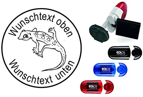 Geocachingstämpel GECKO med personligt cachernamn/smeknamn, avtrycksstorlek ca Ø 24 mm – geocaching