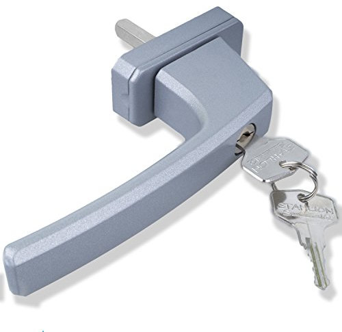 Stahlia Abschließbare Fenstergriffe Aluminium (4 Stück) Silber quadratisch Druckknöpfe Balkontürgriff Fenstersicherung Fensterbeschläge Fensterschloss