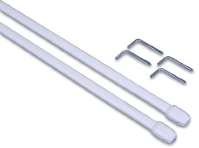 Gardinenzubehör Haus und Deko Gardinenstange 2er Set für Scheibengardinen in 3 Größen, Weiß, Metall, Kunststoff, Wandmontage