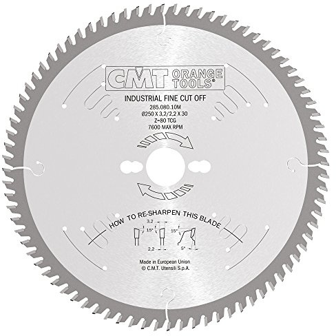 CMT Orange Tools Kreissägeblatt HW 250 x 3,2 / 2,2 x 30 Z=80 15° ATB - 285.080.10M - für Querschnitte / Feinschnitte