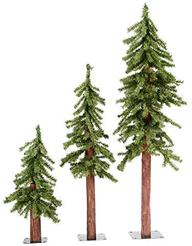 Vickerman A805180 - Natural Alpine Christmas Trees, 2' 3' 4', Green - Unlit
