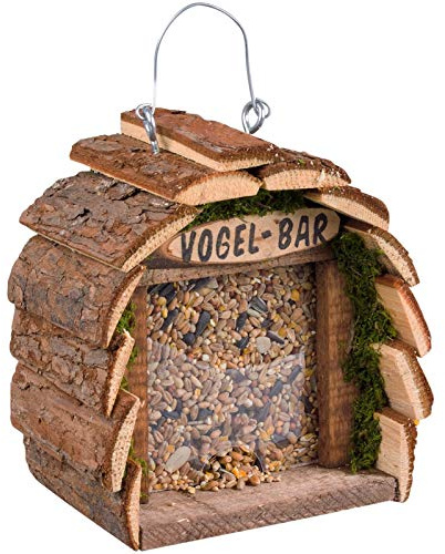GARDIGO® Mangeoire pour Oiseaux en Bois I Nichoir Suspendu I Distributeur de Nourriture pour Oiseaux I Distributeur de Nourriture pour Oiseaux pour Balcon et Jardin | Décoration de Jardin.
