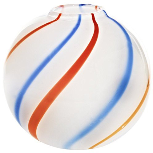 Kugelvase Vase Blumenvase VIP Pavel Weiss Rot Blau H 20 cm Handgeformte und Mundgeblasene Glasvase Tischvase