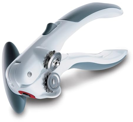 Zyliss Lock N' Lift Can Opener with Lid Lifter Magnet - Manual Opener with Locking Mechanism - Easy-to-Turn - Magnetic Can Opener - White/Gray
