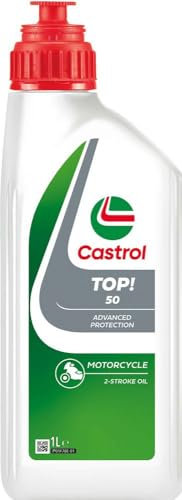 Castrol Top! 50 Olio Lubrificante Semisintetico per Motori 2 Tempi Scooter e Moto – Riduce Fumosità, Alta Protezione, Pulizia Pistoni – 1 Litro – Uso con Benzina Verde