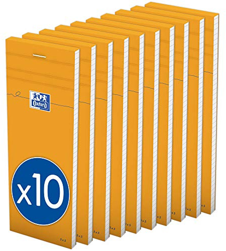 OXFORD Lot de 10 Bloc-Notes Shopping Orange 7,4x21cm Petits Carreaux 5mm 80 Feuilles Agrafées Couverture Carte Enduite Orange