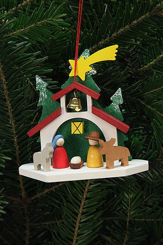 Christian Ulbricht Décorations d'arbre Ornement Chapelle avec la Sainte Famille - 9,2 x8, 8cm / 4x3 Pouces