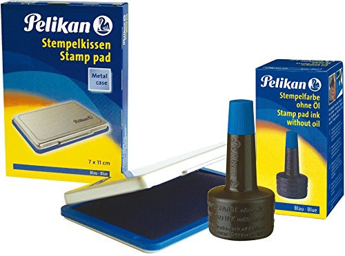 Pelikan 331066 Tinte Pad 3 Saturated 70x50mm (Frustfreie Verpackung), blau, Stempelkissen + Stempelfarbe