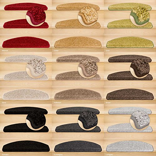 Kettelservice-Metzker Stufenmatten, Treppenteppich Marseille Halbrund - Trittfläche: ca. 65x24cm Schwarz 28 Stück