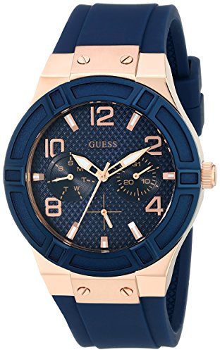 GUESS Damen Analog Japanisches Quarzwerk Uhr mit Silikon Armband U0571L1